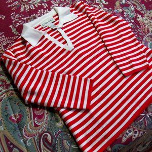 LINDA LUCIA RED & WHITE STRIPED TOP SIZE L LARGE